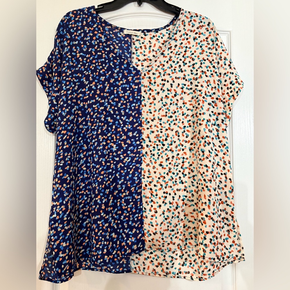 Cotton Blue abstract print blouse